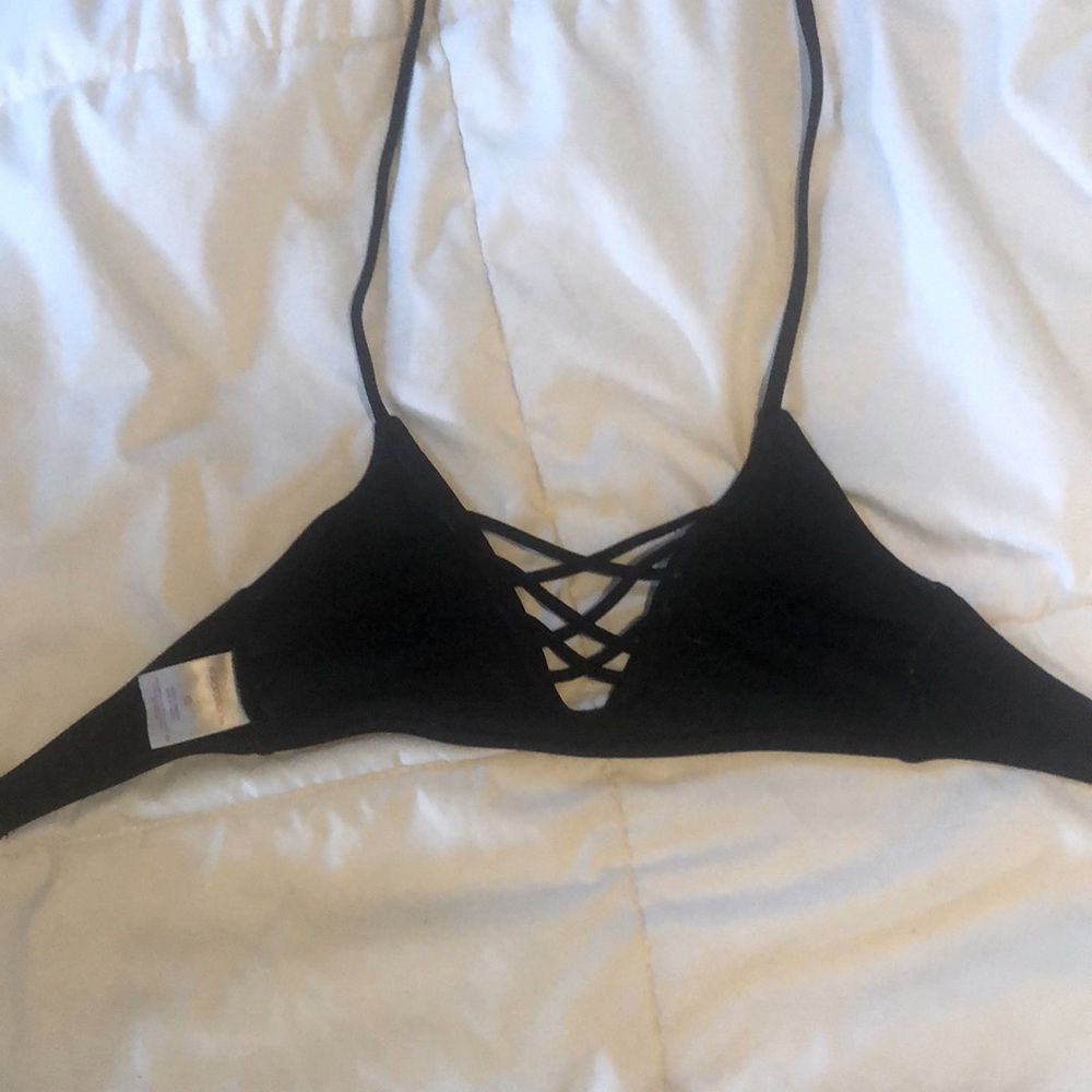 Strappy black bathing suit top